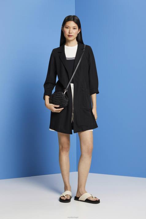 casacos preto mulheres Esprit blazer jersey longo, lenzing ecovero NBHL240