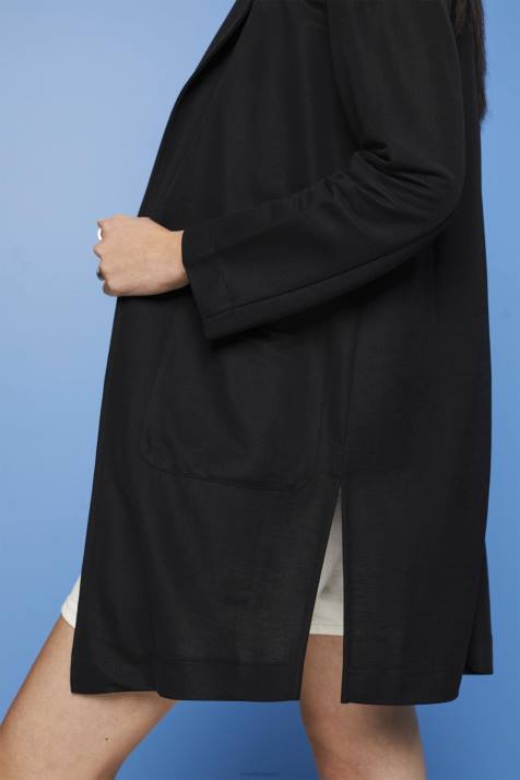 casacos preto mulheres Esprit blazer jersey longo, lenzing ecovero NBHL240