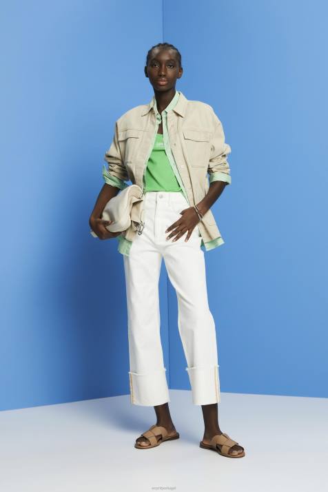 jaquetas areia mulheres Esprit jaqueta de sarja com cinto NBHL292