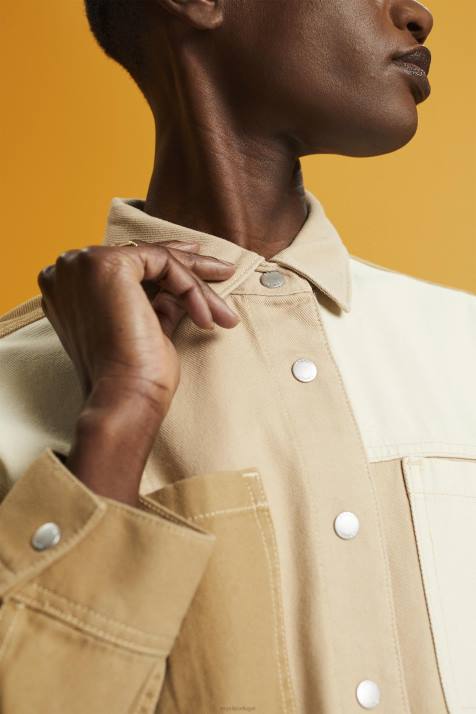 jaquetas bege mulheres Esprit cabana de retalhos NBHL293