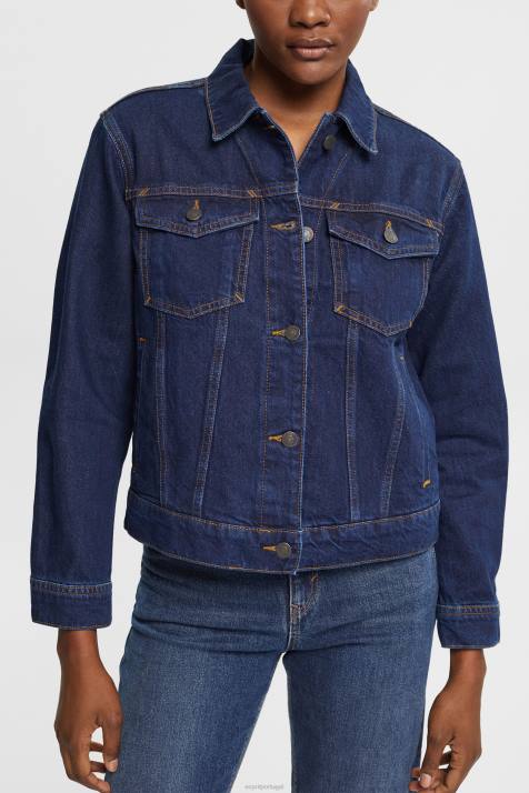 jaquetas lavagem azul escuro mulheres Esprit jaqueta jeans NBHL554