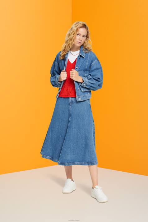 jaquetas lavagem média azul mulheres Esprit jaqueta jeans NBHL549