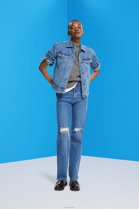 jaquetas lavagem média azul mulheres Esprit jaqueta jeans NBHL553