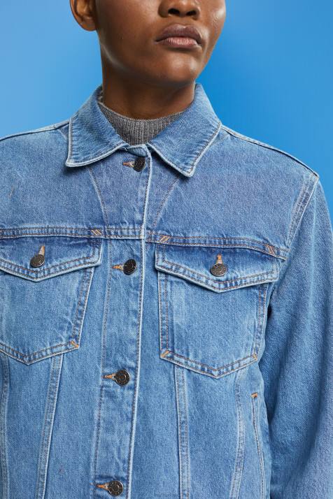 jaquetas lavagem média azul mulheres Esprit jaqueta jeans NBHL553