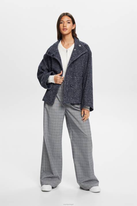 jaquetas marinha mulheres Esprit jaqueta de tecido estruturado NBHL20