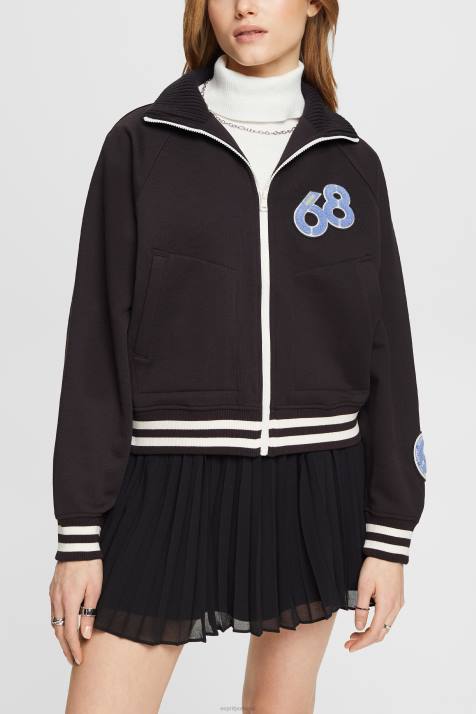 jaquetas preto mulheres Esprit jaqueta do time do colégio NBHL415