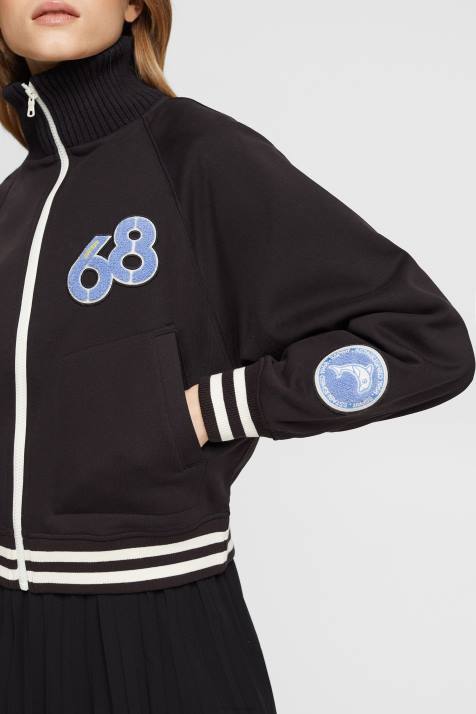 jaquetas preto mulheres Esprit jaqueta do time do colégio NBHL415