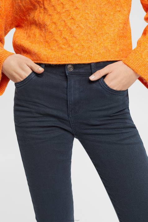 jeans azul gasolina mulheres Esprit calça jeans skinny cintura média NBHL565