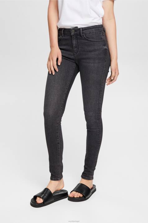 jeans lavagem cinza escuro mulheres Esprit calça jeans stretch de cashmere com cintura média NBHL341