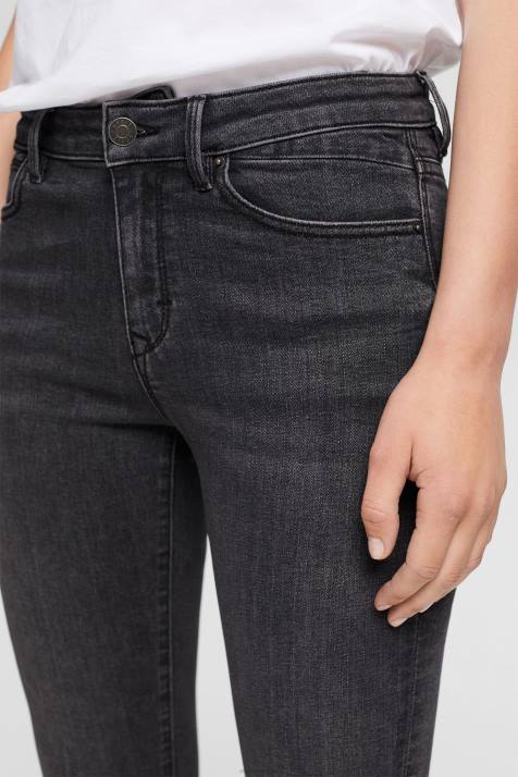 jeans lavagem cinza escuro mulheres Esprit calça jeans stretch de cashmere com cintura média NBHL341
