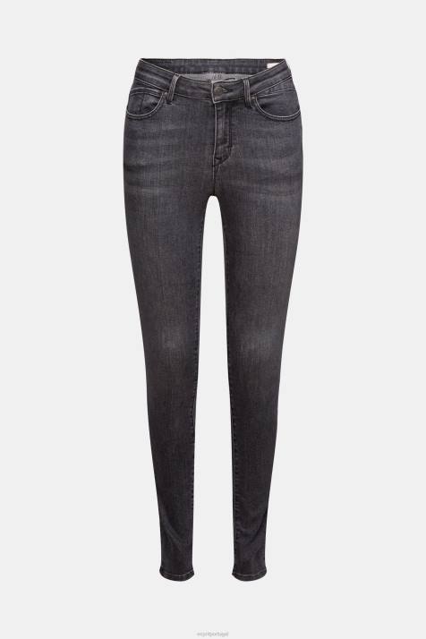 jeans lavagem cinza escuro mulheres Esprit calça jeans stretch de cashmere com cintura média NBHL341