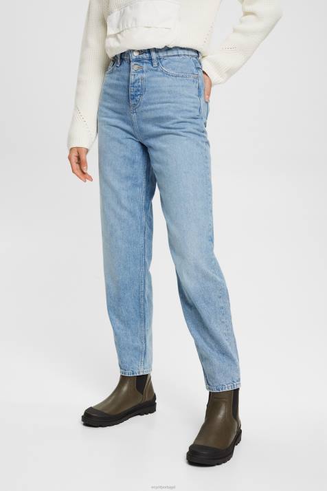 jeans lavagem com luz azul mulheres Esprit calça jeans cintura alta banana fit NBHL321