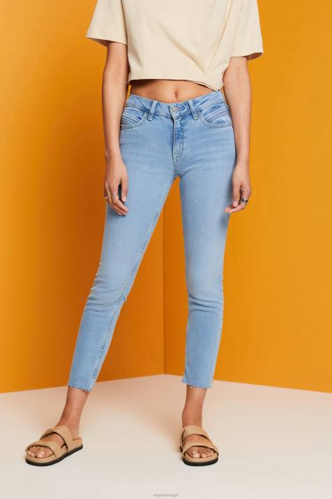 jeans lavagem com luz azul mulheres Esprit calça jeans cropped slim fit NBHL115