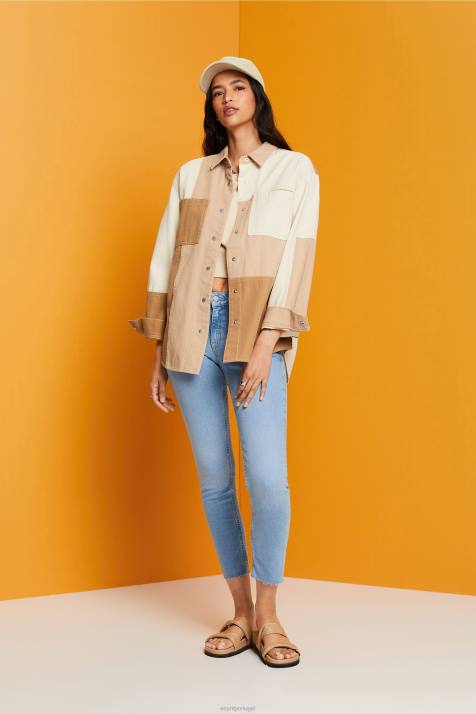 jeans lavagem com luz azul mulheres Esprit calça jeans cropped slim fit NBHL115