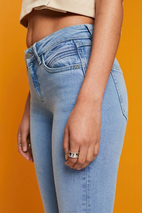 jeans lavagem com luz azul mulheres Esprit calça jeans cropped slim fit NBHL115