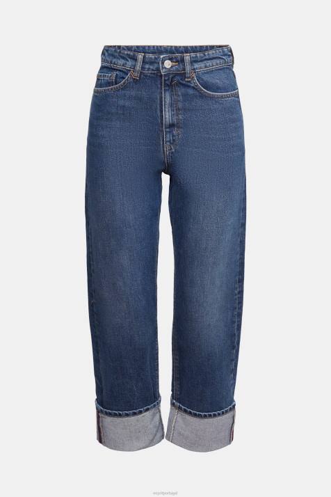 jeans lavagem média azul mulheres Esprit calça jeans cintura média relaxada NBHL325