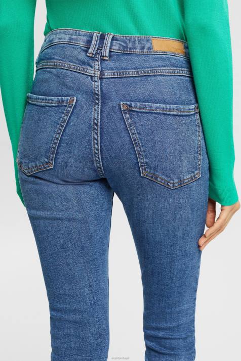 jeans lavagem média azul mulheres Esprit calça jeans skinny cintura alta com tencel NBHL322