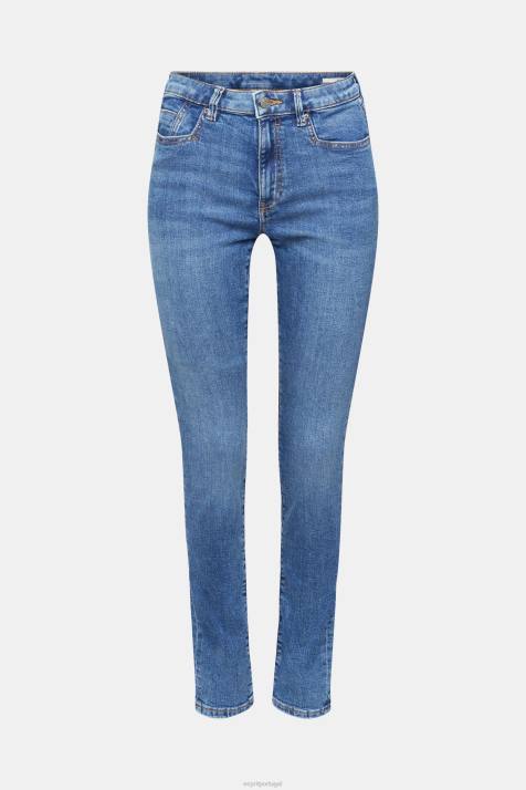 jeans lavagem média azul mulheres Esprit calça jeans skinny cintura alta com tencel NBHL322