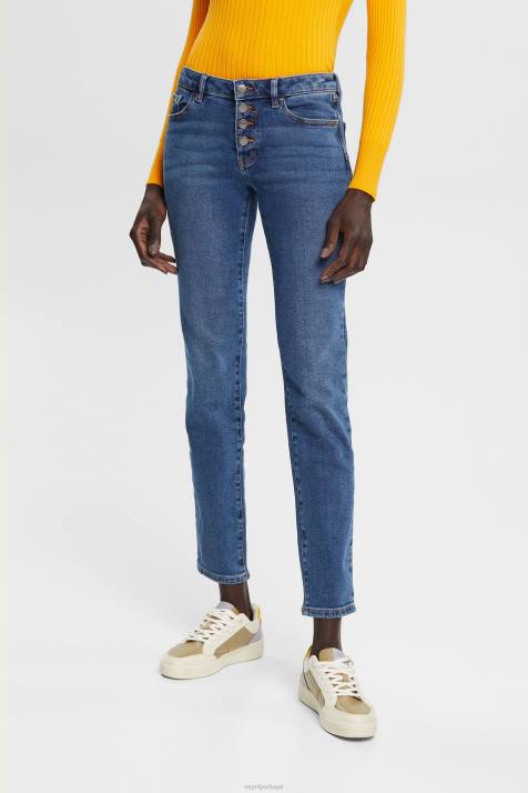 jeans lavagem média azul mulheres Esprit calça jeans skinny cintura média, dual max NBHL329