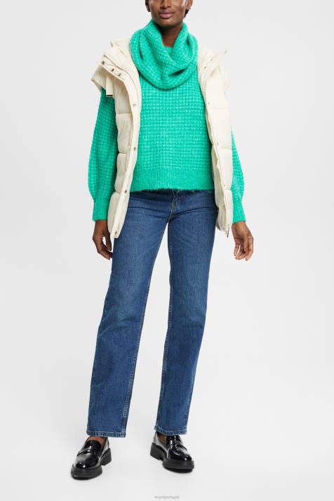 jeans lavagem média azul mulheres Esprit calça jeans stretch cintura alta com perna reta NBHL337