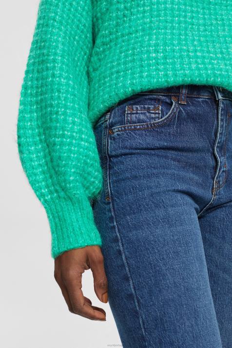 jeans lavagem média azul mulheres Esprit calça jeans stretch cintura alta com perna reta NBHL337