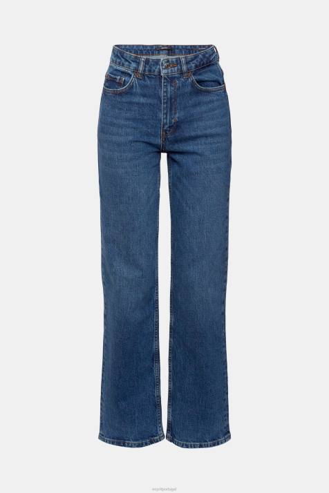 jeans lavagem média azul mulheres Esprit calça jeans stretch cintura alta com perna reta NBHL337