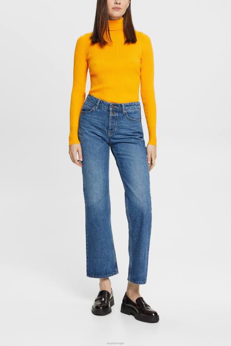 jeans lavagem média azul mulheres Esprit calça jeans stretch cropped NBHL451