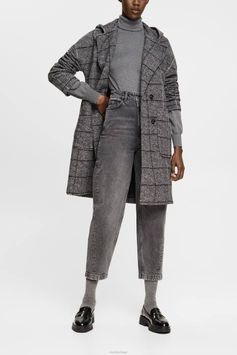 jeans lavagem média preta mulheres Esprit calça jeans banana fit com cintura assimétrica NBHL339