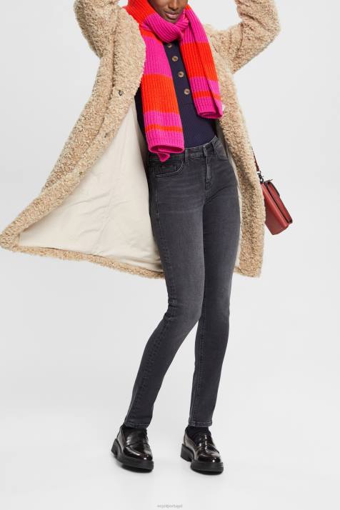 jeans lavagem média preta mulheres Esprit calça jeans skinny cintura média NBHL340