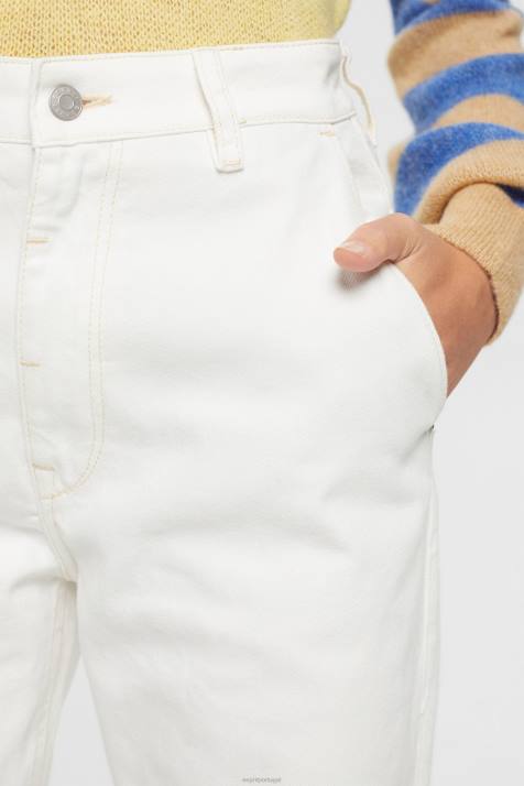 jeans off white mulheres Esprit calça jeans de cintura alta NBHL320