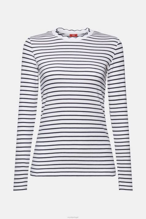 manga comprida branco mulheres Esprit top de manga comprida com decote recortado NBHL34