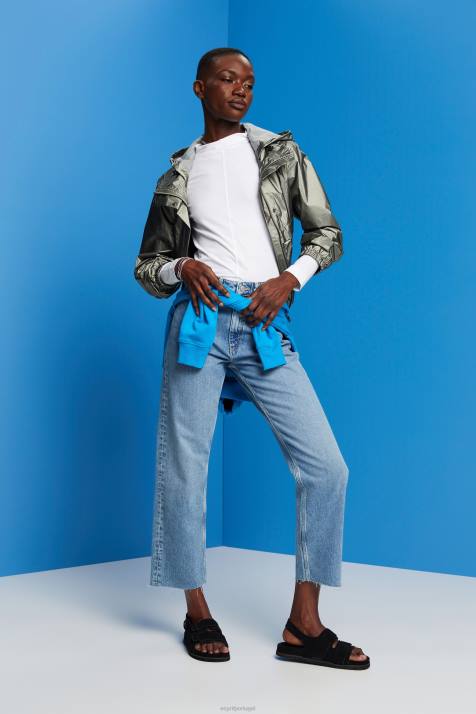 manga comprida branco mulheres Esprit top de manga comprida com gola barco NBHL369