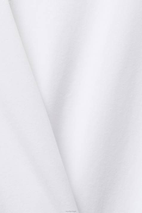 manga comprida branco mulheres Esprit top de manga comprida com gola barco NBHL369