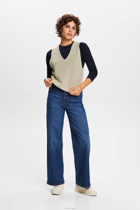 manga comprida marinha mulheres Esprit top de manga comprida com decote recortado NBHL33