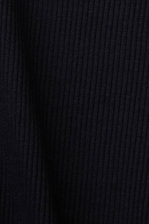 manga comprida preto mulheres Esprit top manga longa canelado NBHL88