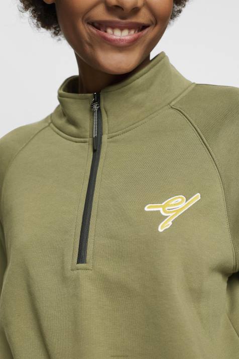 moletons e moletons Oliva mulheres Esprit moletom com meio zíper NBHL161