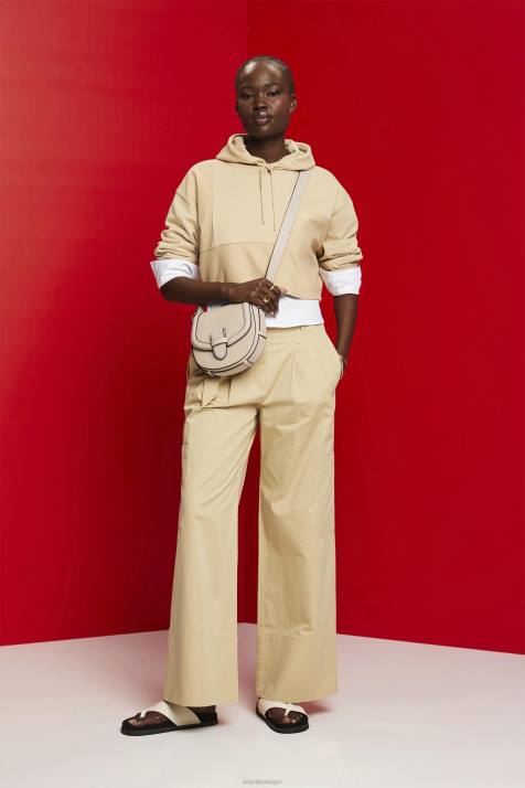 moletons e moletons areia mulheres Esprit moletom cropped com patchwork NBHL289