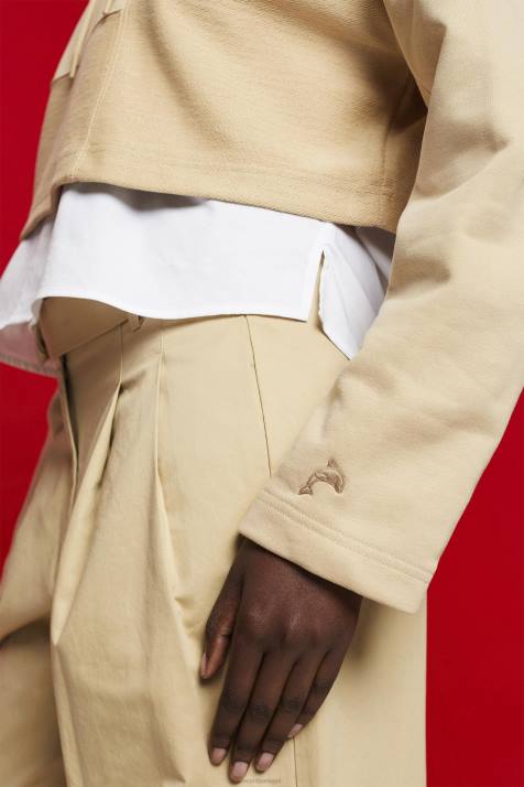 moletons e moletons areia mulheres Esprit moletom cropped com patchwork NBHL289