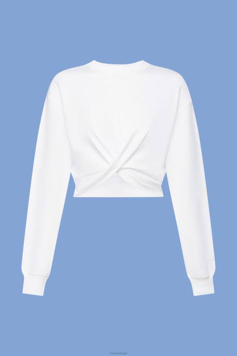 moletons e moletons branco mulheres Esprit moletom cropped com detalhe de nó NBHL217