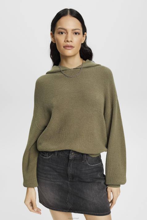 moletons e moletons cáqui claro mulheres Esprit moletom com capuz de malha NBHL244