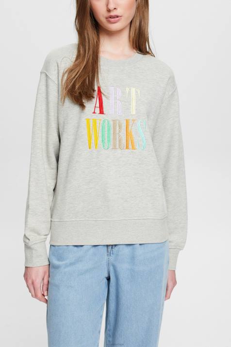 moletons e moletons cinza claro mulheres Esprit moletom com slogan casual NBHL540
