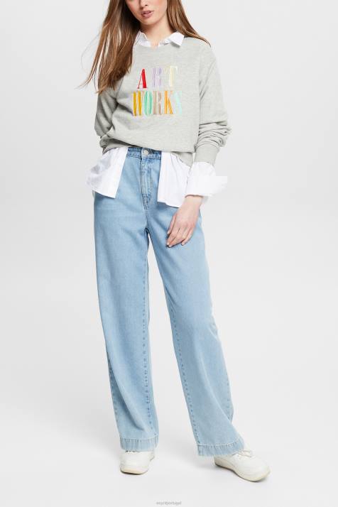 moletons e moletons cinza claro mulheres Esprit moletom com slogan casual NBHL540