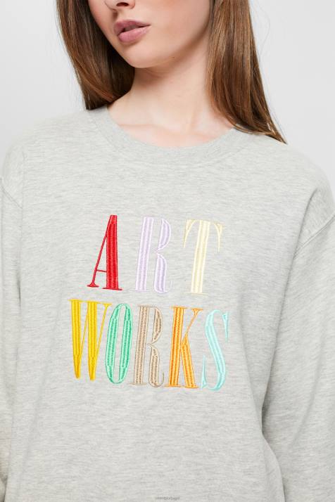 moletons e moletons cinza claro mulheres Esprit moletom com slogan casual NBHL540