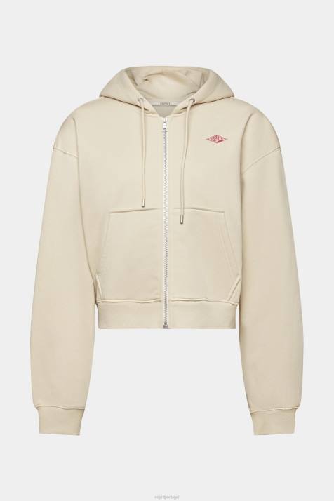 moletons e moletons cinza claro mulheres Esprit moletom cropped com zíper e logo estampado nas costas NBHL163