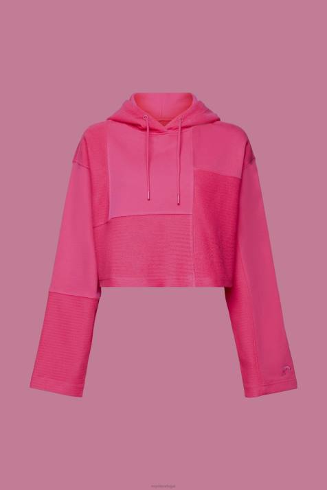 moletons e moletons rosa fúcsia mulheres Esprit moletom cropped com patchwork NBHL290