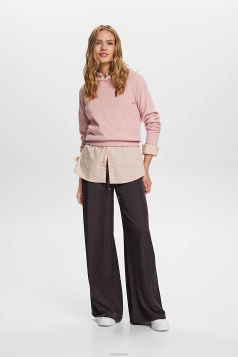 moletons e moletons rosa velho mulheres Esprit moletom com logo bordado, algodão orgânico NBHL9