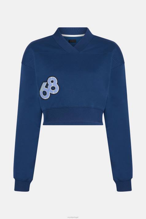 moletons e moletons tinta mulheres Esprit moletom cropped com patch de time do colégio NBHL419