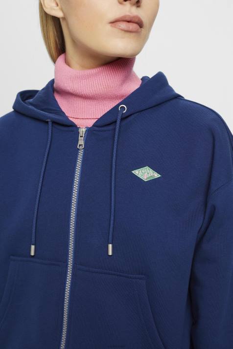 moletons e moletons tinta mulheres Esprit moletom cropped com zíper e logo estampado nas costas NBHL165