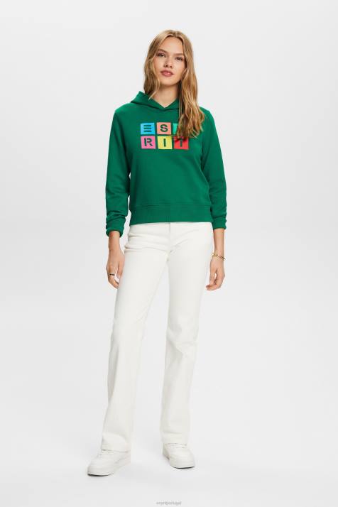 moletons e moletons verde escuro mulheres Esprit moletom com logo bordado, algodão orgânico NBHL10