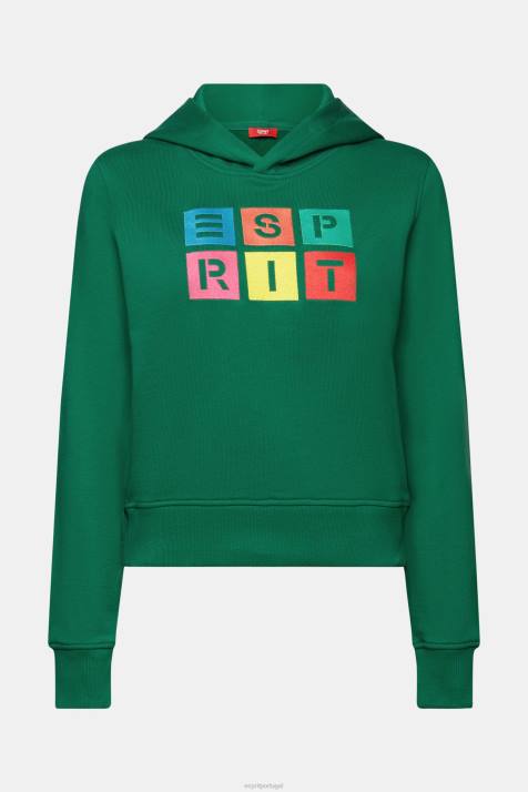 moletons e moletons verde escuro mulheres Esprit moletom com logo bordado, algodão orgânico NBHL10